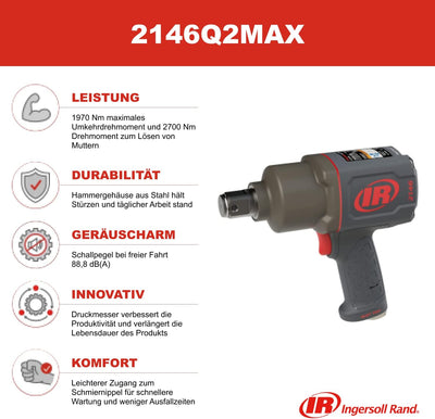 Ingersoll Rand Verbund-Schlagschrauber 2146Q2MAX, 1", geräuscharm, 1 Stk. 2146q2max, Tool 1", Air, G