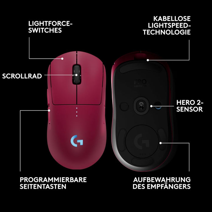 Logitech G PRO 2 LIGHTSPEED kabellose Gaming-Maus für Rechts- oder Linkshänder, mit bis zu 4 anpassb
