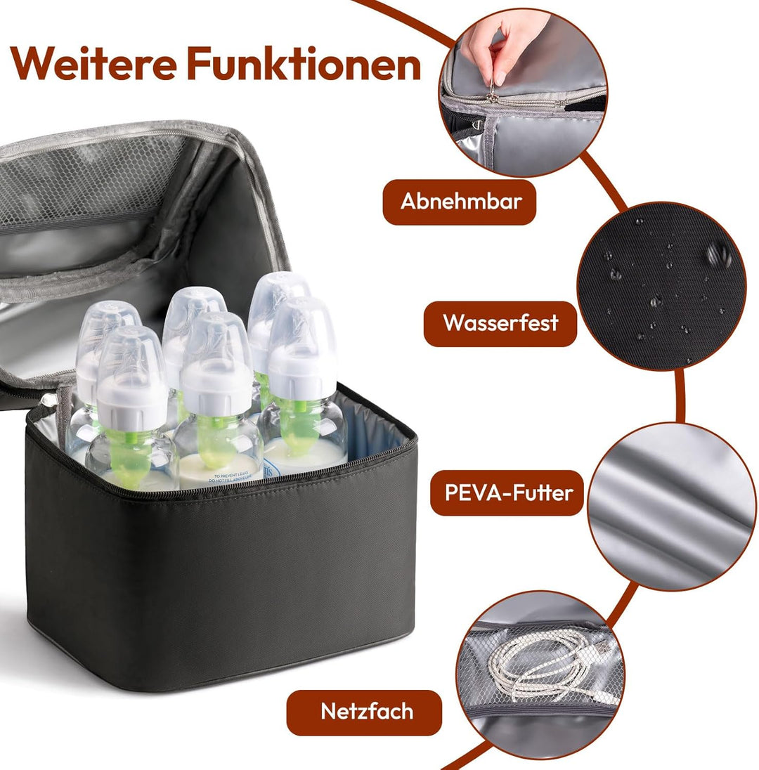 NCVI Muttermilch-Kühltasche mit integrierten Kühlakkus, Isoliertasche für 6 Baby-Flaschen bis zu 150