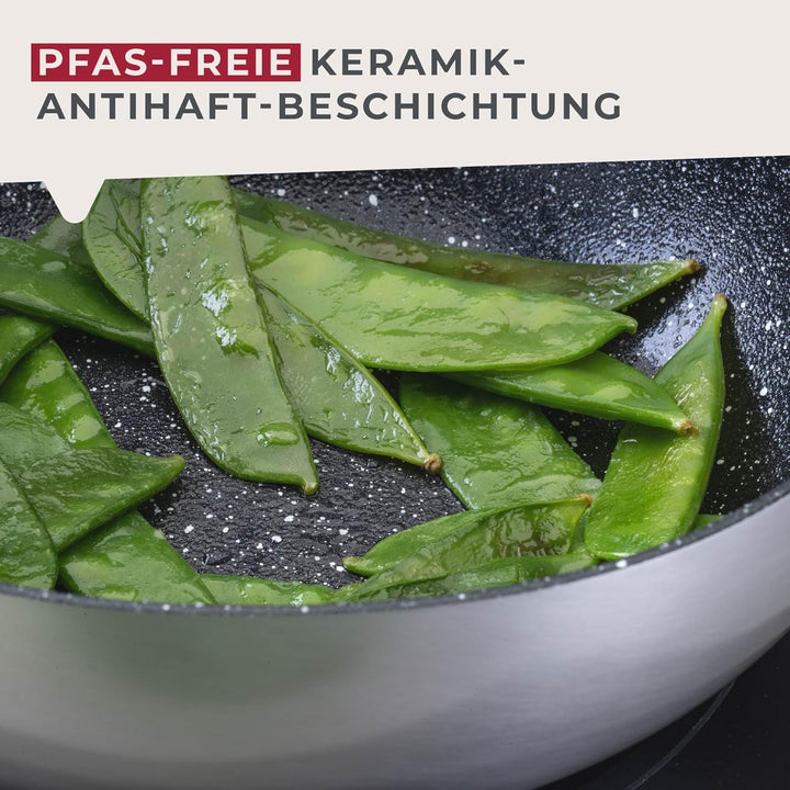 FACKELMANN Wokpfanne Essential Crisp Ø 20 cm aus recyceltem Aluminium mit keramischer Antihaft-Besch