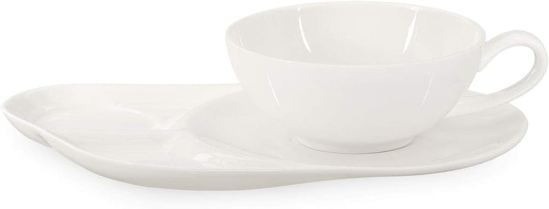 Tea for One mit Sieb Lena 500ml aus Crystal Bone China Porzellan in schwarz-weiss. Teekanne + Teetas
