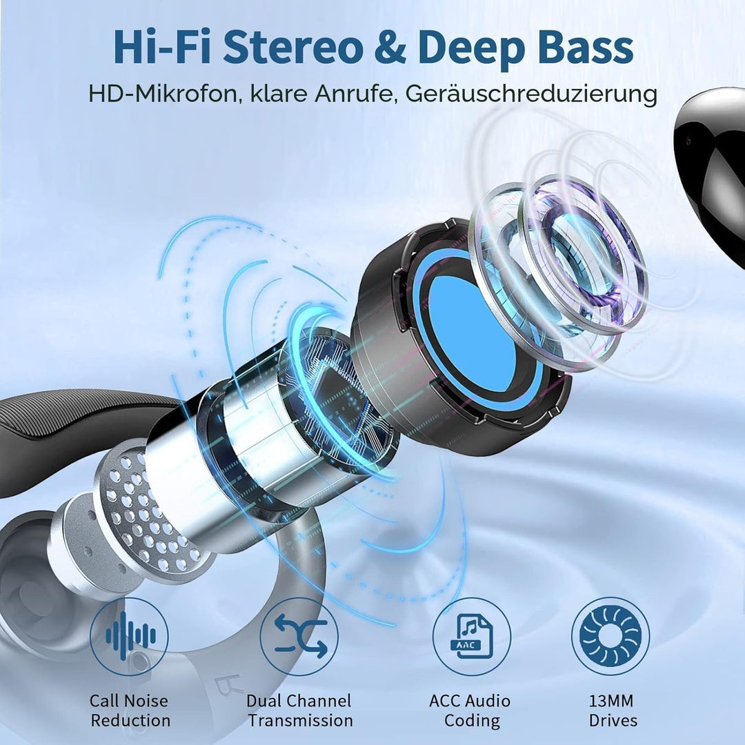 2026 Bluetooth Kopfhörer, Kopfhörer Kabellos Bluetooth 5.4 Sport tiefer Bass, 50 std Spielzeit In Ea