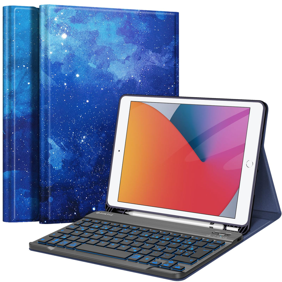 Fintie Hülle mit Tastatur für iPad 9. / 8. / 7. Generation (10.2 Zoll, 2021/2020/2019), Beleuchtete