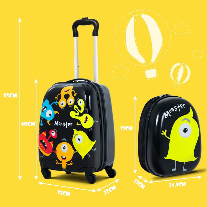 GOPLUS Kinderkoffer mit Rucksack, Kids Trolley, Kindergepäck mit Rollen, Reisekoffer mit Teleskopgri