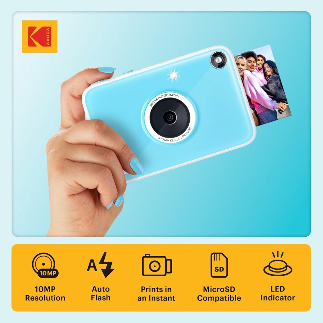 Kodak Printomatic+ Sofortbild Digitalkamera Starter-Set mit Tragetasche (Blau) und 20er Zink-Fotopap