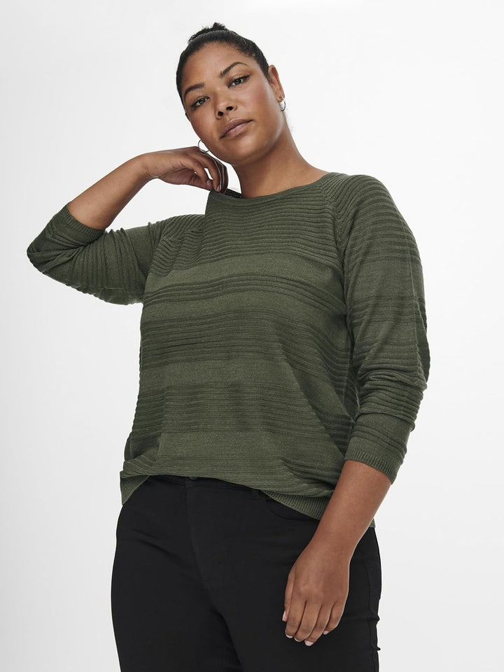 ONLY Carmakoma Damen Carairplain L/S KNT Noos Pullover, Kalamata