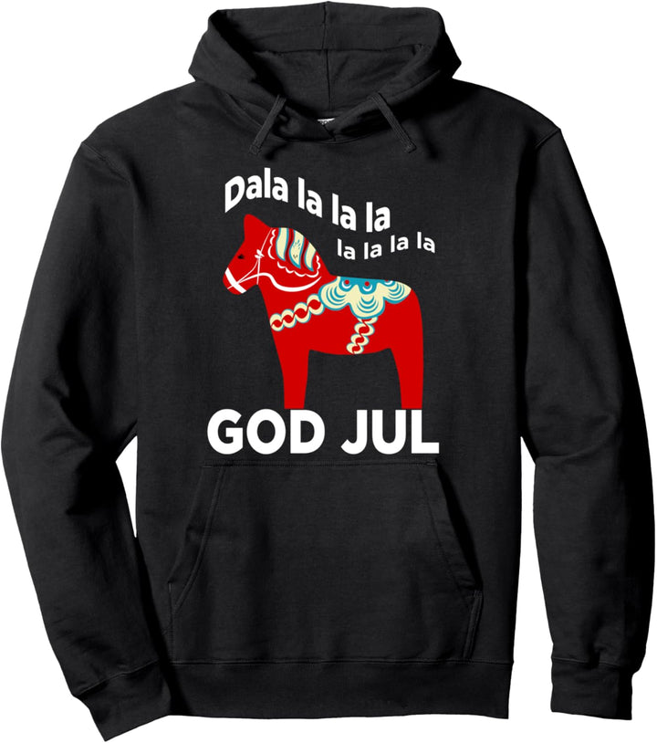 Lustiger schwedischer Weihnachtsgott Jul Dala Pferd Dalahost Pullover Hoodie
