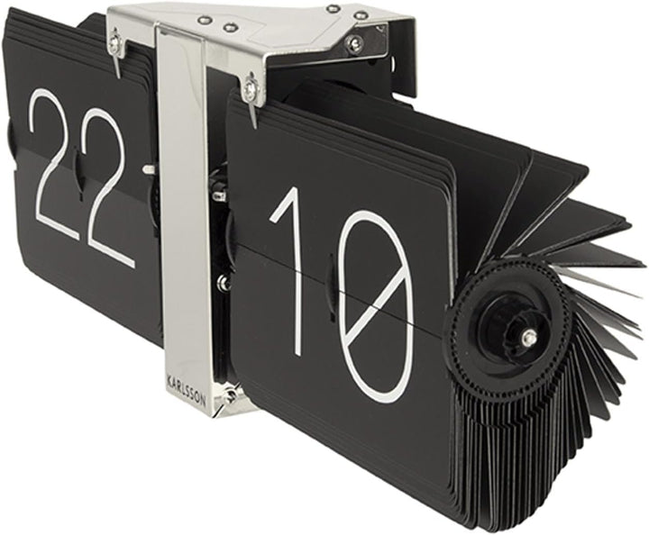 Karlsson Flip Uhr No Case Schwarz, Standfuss Verchrohmt, Metall, Black, 8.5 x 36 x 14 cm, KA5601BK