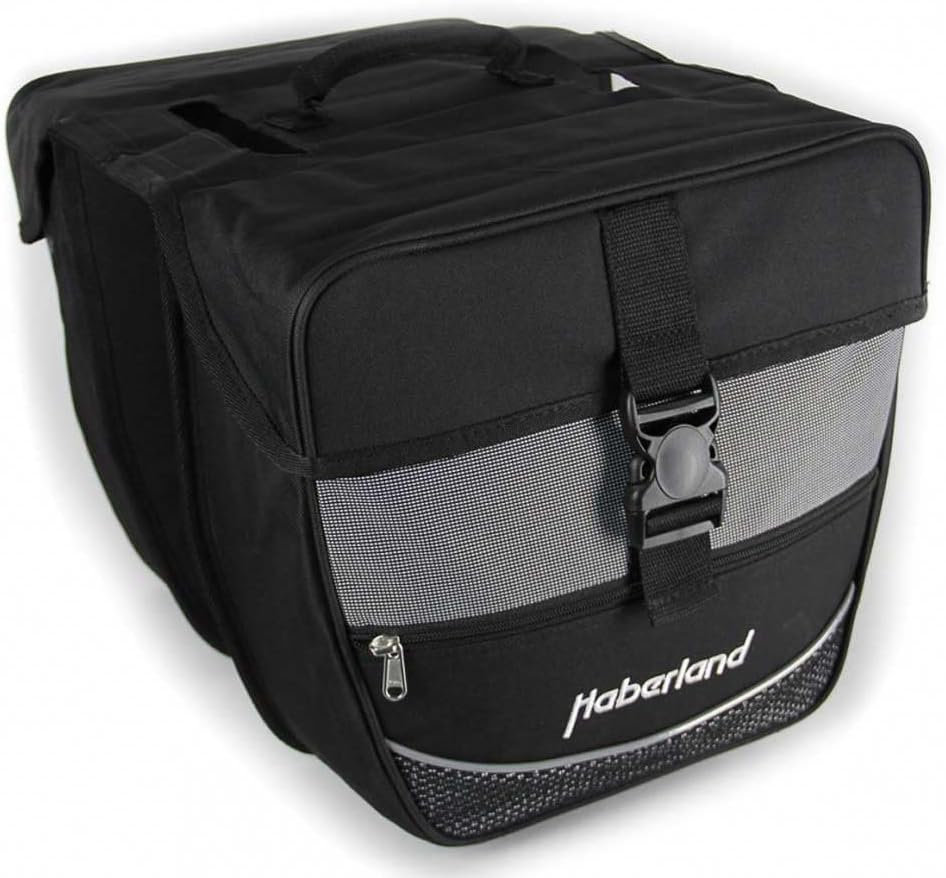 Haberland Fahrradtasche Doppeltasche Einsteiger-Serie Schwarz-silber, Schwarz-silber