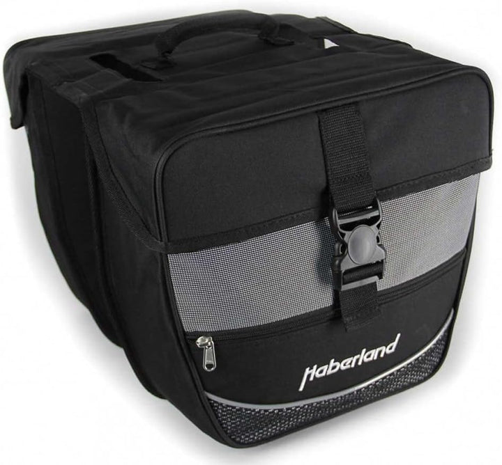 Haberland Fahrradtasche Doppeltasche Einsteiger-Serie Schwarz-silber, Schwarz-silber