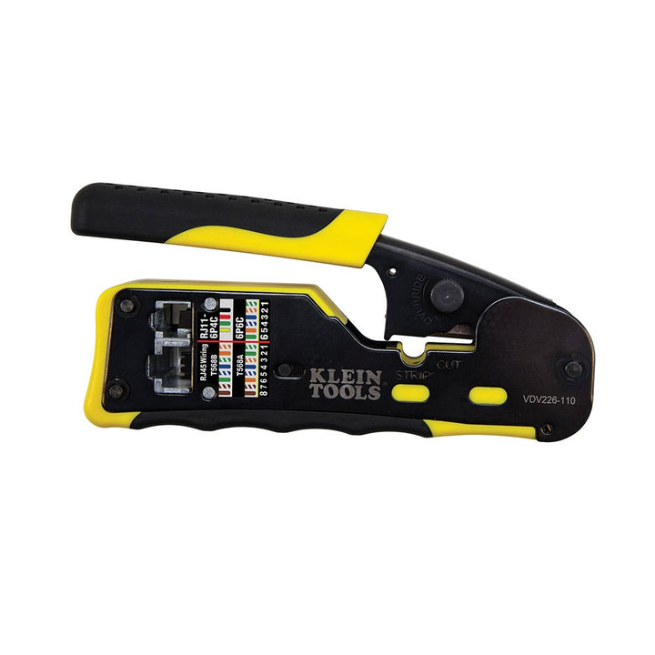 Klein Tools VDV226-110 Modularer Datenkabel-Crimper/Abisolierzange/Drahtschneider für RJ11/RJ12 Stan