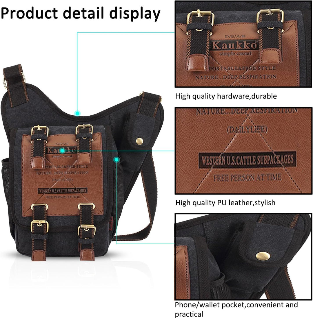 FANDARE Vintage Rucksack Sling Bag Umhängetasche Messenger Tasche Schultertasche Reisen Klein Crossb