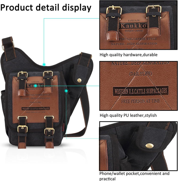 FANDARE Vintage Rucksack Sling Bag Umhängetasche Messenger Tasche Schultertasche Reisen Klein Crossb