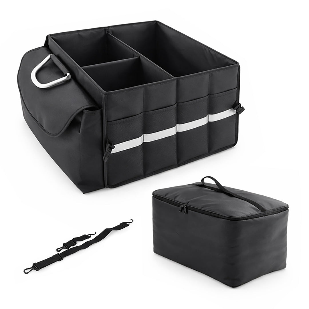 Relaxdays Kofferraum Organizer mit Deckel, entnehmbare Kühltasche, faltbar, HxBxT: 30 x 40 x 40 cm,