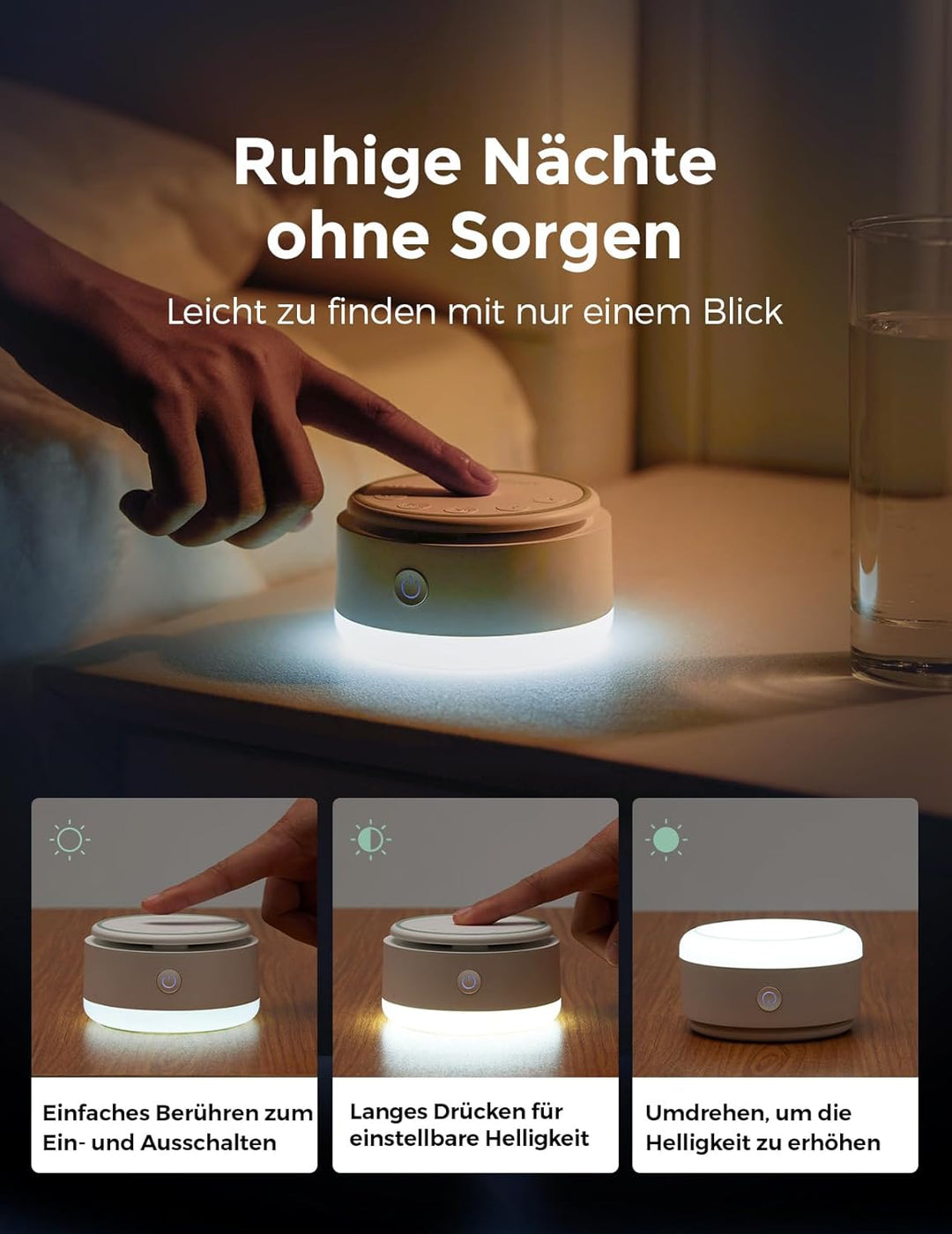 Momcozy Sound Machine für Babys - 20 beruhigende Klänge & Touch-Licht, tragbares weisses Rauschen mi