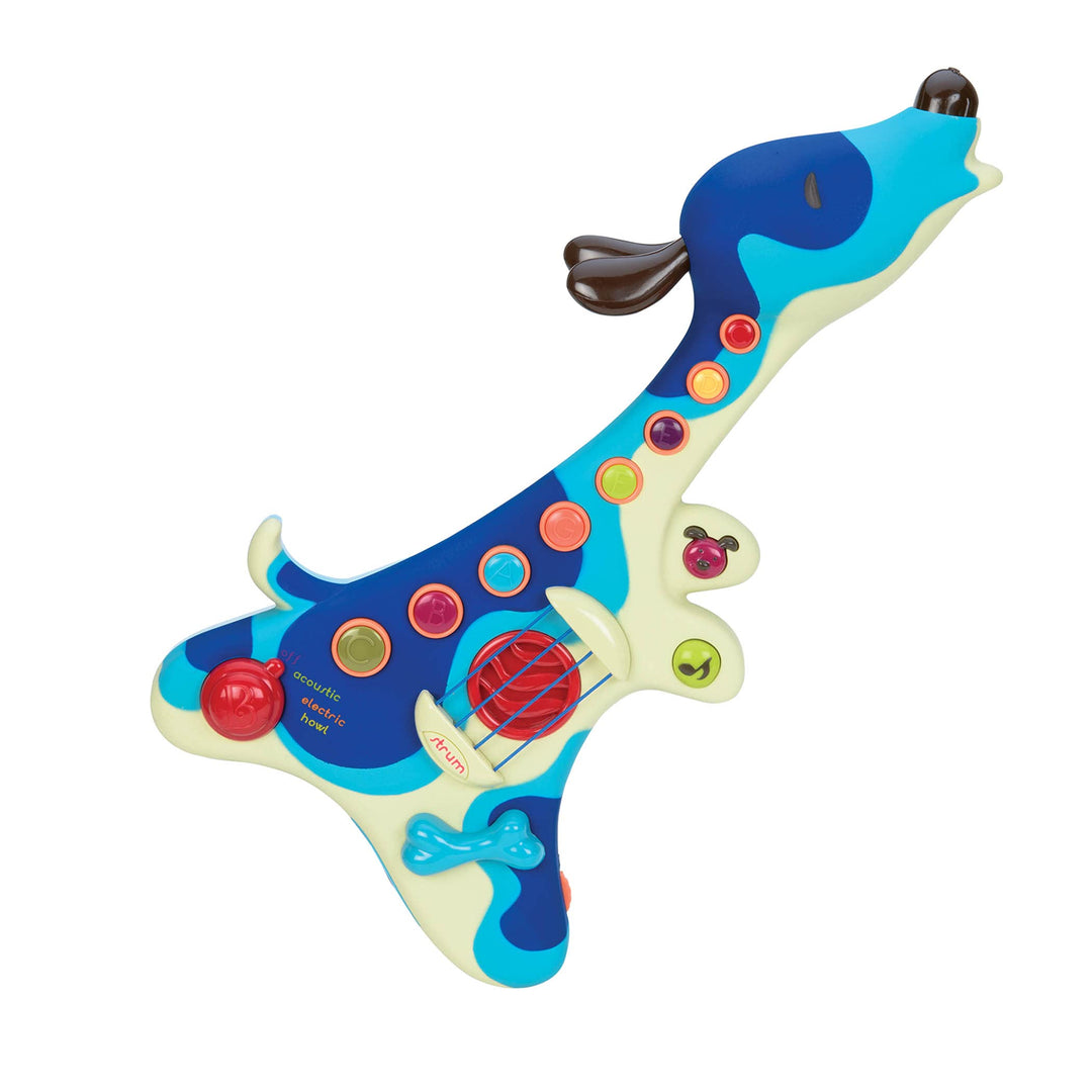 B. toys Woofer Kindergitarre – Spielzeug E Gitarre, Instrument mit Liedern, Akustikgitarre und Hunde