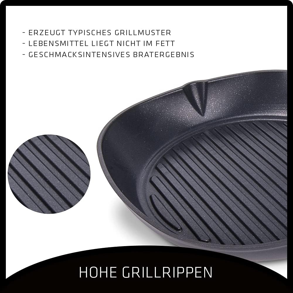 Berndes b.iron Grillpfanne 27x27 cm – langlebiges Gusseisen, hoch erhitzbar & energiesparend - für a