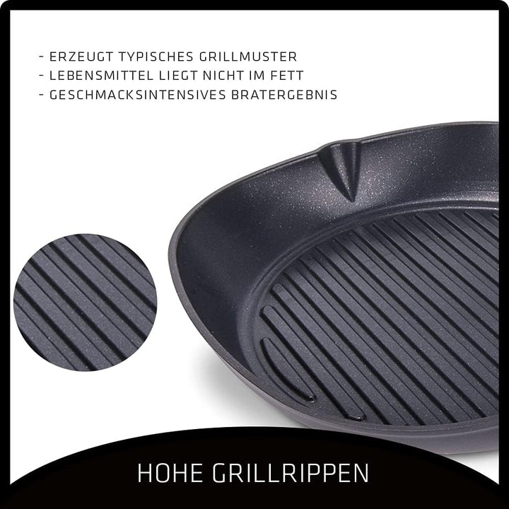 Berndes b.iron Grillpfanne 27x27 cm – langlebiges Gusseisen, hoch erhitzbar & energiesparend - für a