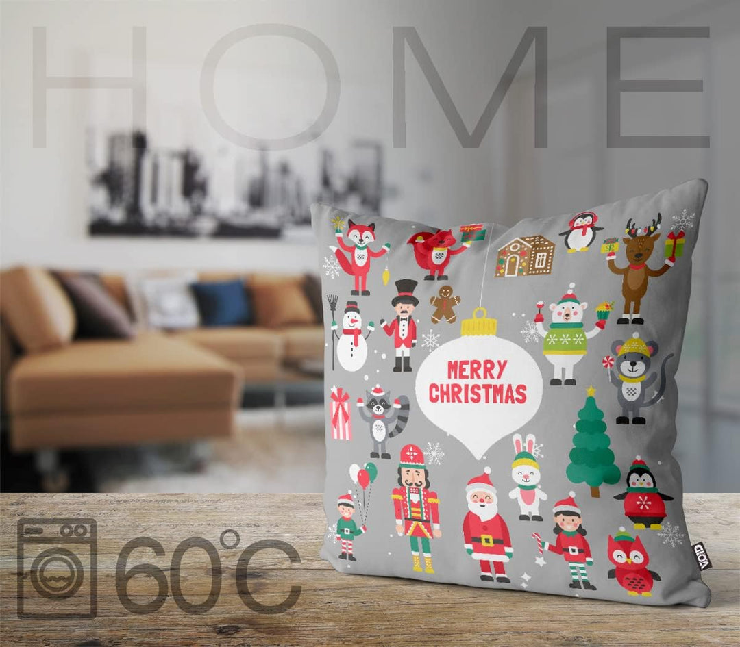 VOID Tiere Spielzeug Deko grau Kissenbezug Kissenhülle Sofakissen Kissen Deko Weihnachten Winter Wei