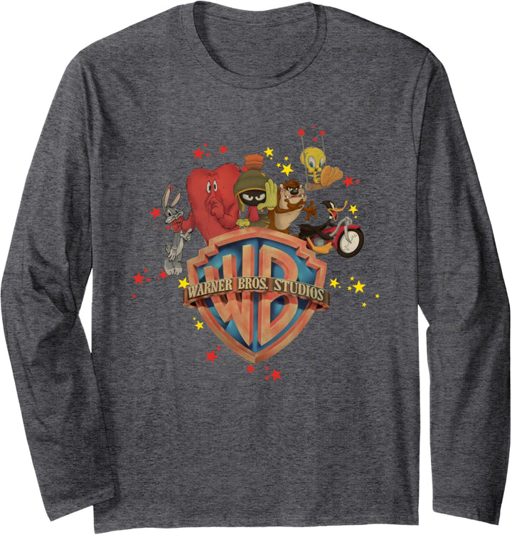 WB 100: Looney Tunes WB Shield Full Color Logo Bugs Bunny Langarmshirt