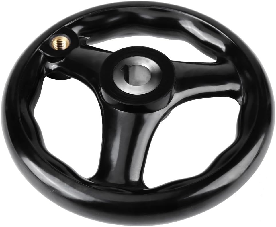 Handrad 1 Stück 12 * 125mm Schwarz Rundes 3 Speichen Handrad mit Drehgriff für Drehmaschine Fräsmasc