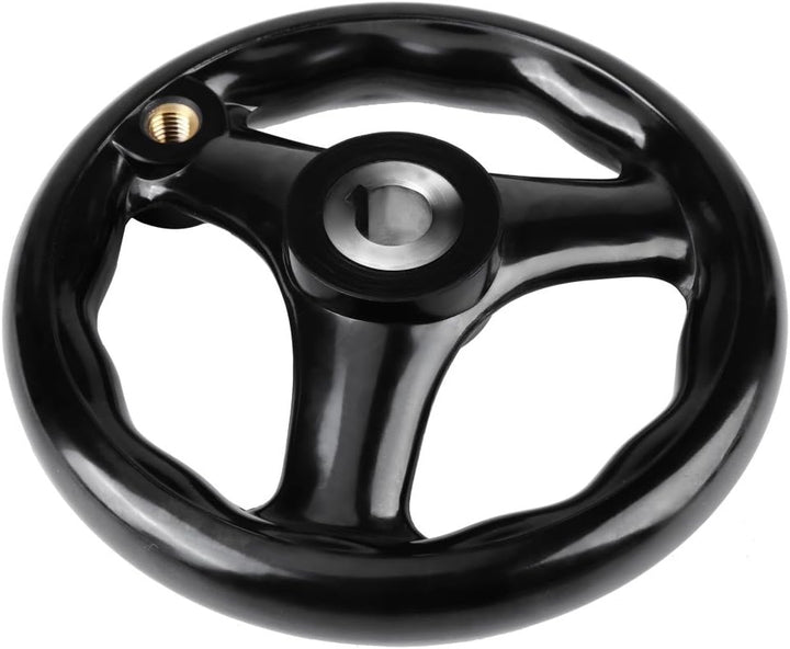 Handrad 1 Stück 12 * 125mm Schwarz Rundes 3 Speichen Handrad mit Drehgriff für Drehmaschine Fräsmasc