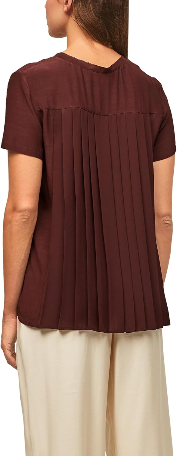 s.Oliver BLACK LABEL Viskosebluse mit Falteneinsatz, Dark Red