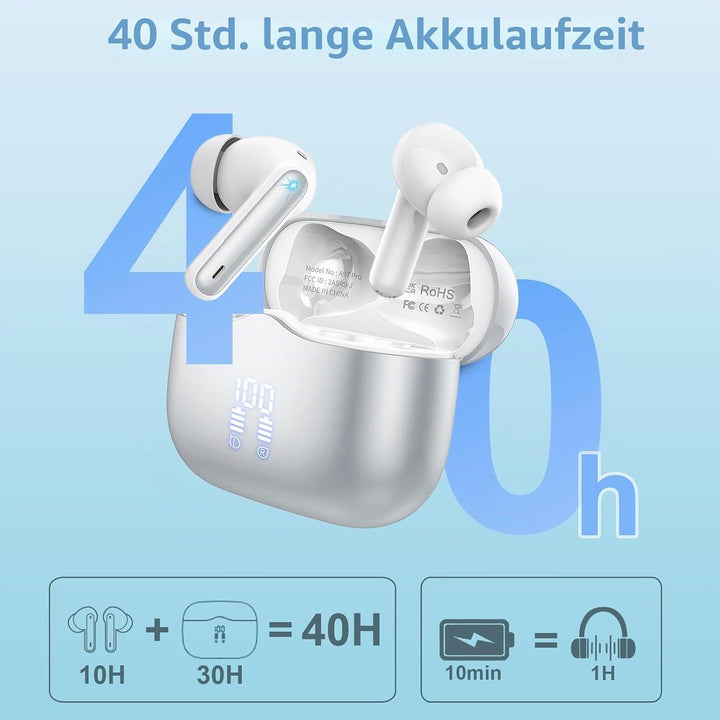 Bluetooth Kopfhörer, 2026 Kopfhörer Kabellos Bluetooth 5.4 mit 4 ENC Noise Cancelling Mics, Tiefer B