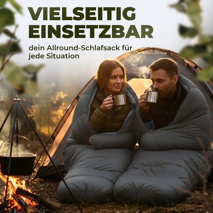 Schlafsack [Ultraleicht] 3 Jahreszeiten Sommer & Winter, kleines Packmass, Komfort, 210x75 cm, leich