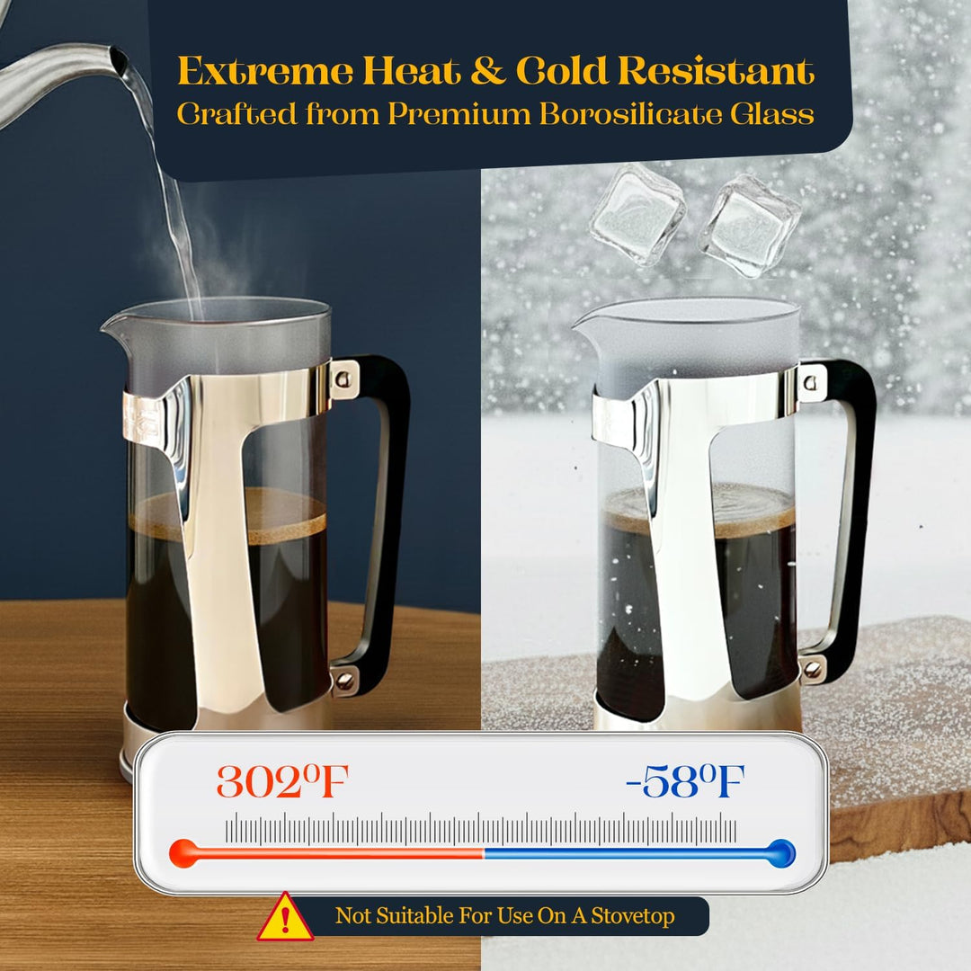 Espro Press P5, French Press, Chrom, für Kaffee, Glas, Edelstahl, versch. Grössen 0,55 l 18 oz, 18 o