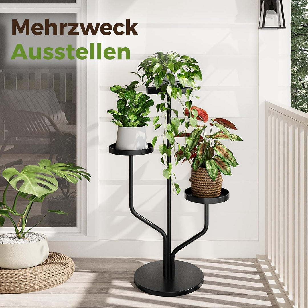 Bamworld Blumenständer Metall 3 Ebenen – Moderner Pflanzenständer für Innen & Balkon, stabiles Pflan