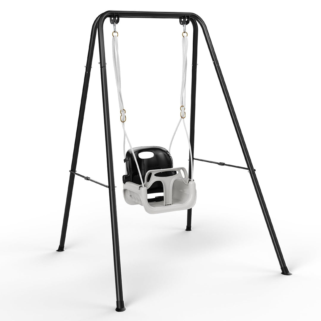 Babyschaukel mit Gestell 2-in-1, Kinderschaukel mit Metallständer Schaukelgestell, Sicherheitsgurt S
