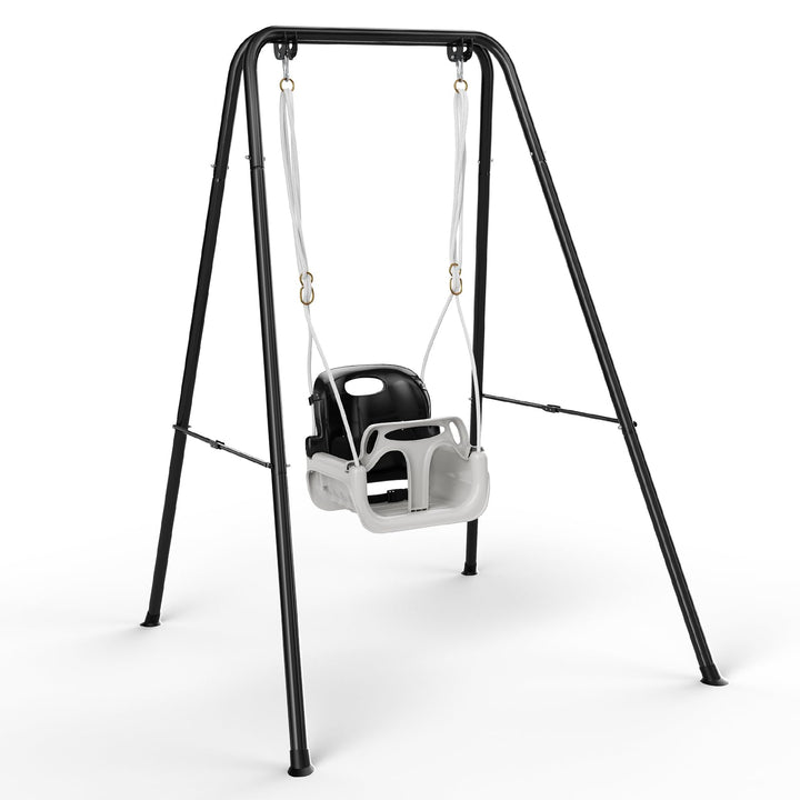 Babyschaukel mit Gestell 2-in-1, Kinderschaukel mit Metallständer Schaukelgestell, Sicherheitsgurt S