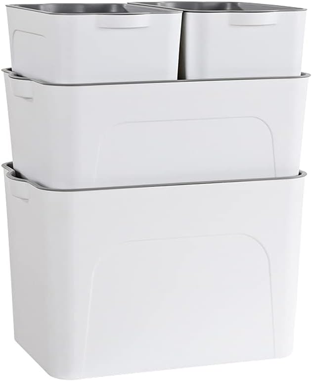 RMAN Aufbewahrungsbox mit Deckel 4er Set Ordnungsboxen Küchen Organizer Plastikbox mit Deckel 15L St