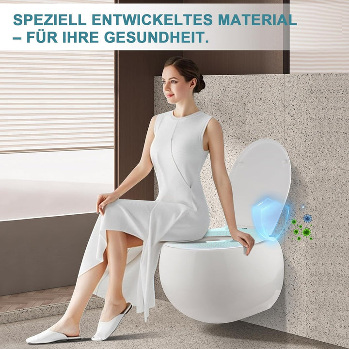 MEEJEE WC Sitz mit Absenkautomatik Oval, Toilettendeckel absenkautomatik, Klodeckel Weiss, Klobrille