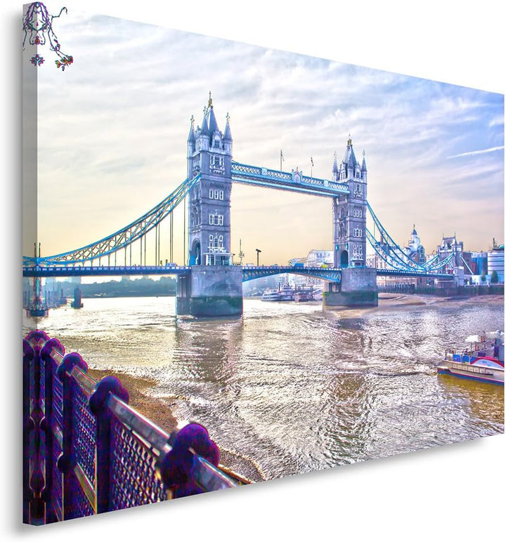 Feeby Frames, Leinwandbild, Bilder, Wand Bild, Wandbilder, Kunstdruck 60x80cm, LONDON BRÜCKE, AUSSIC