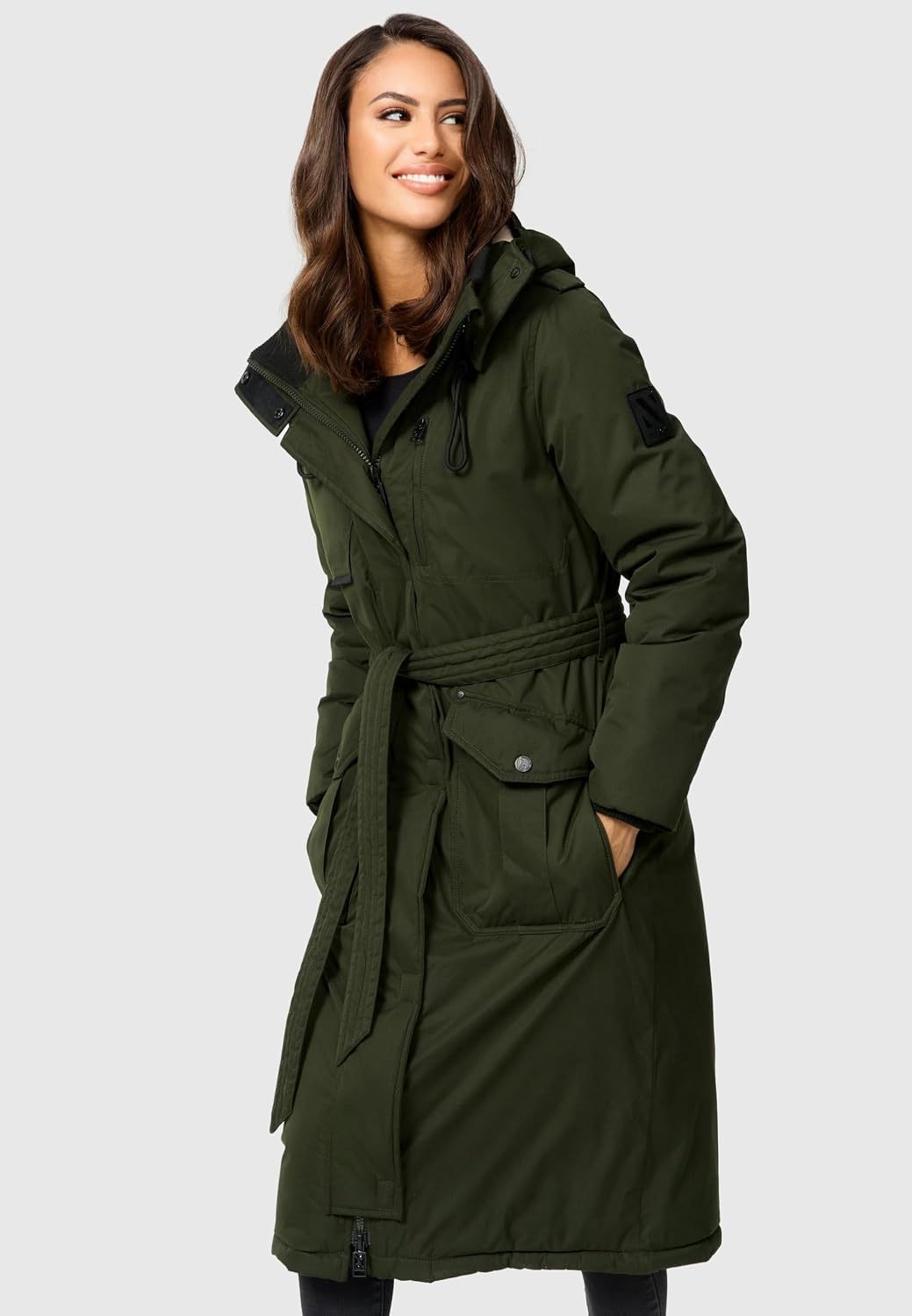 Navahoo Damen Wintermantel Warmer Parka lang mit hohem Kragen und weicher Kapuze Hokulanii XS-XXL S