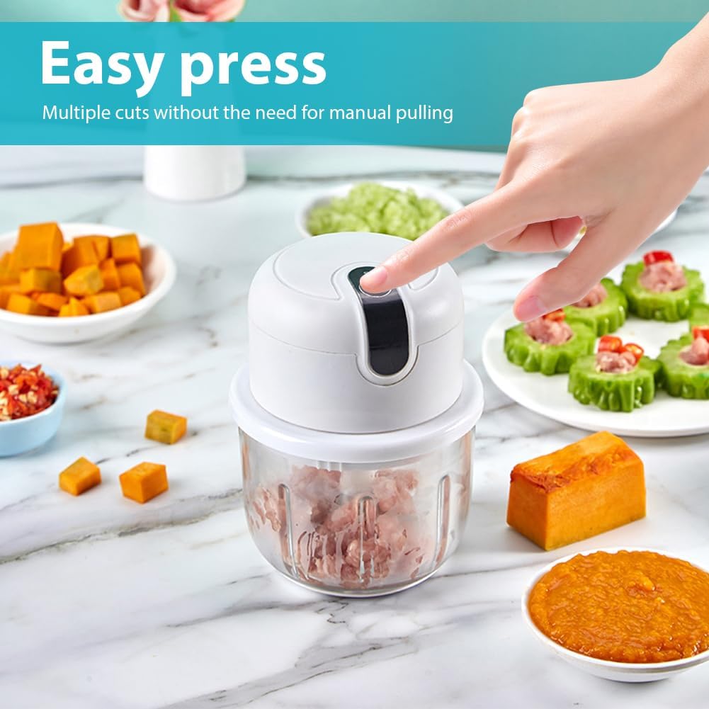 CEWROM Elektrischer Küchenzerkleinerer,350ml Zwiebel Zerkleinerer Elektrisch, Gemüsezerkleinerer, Mu
