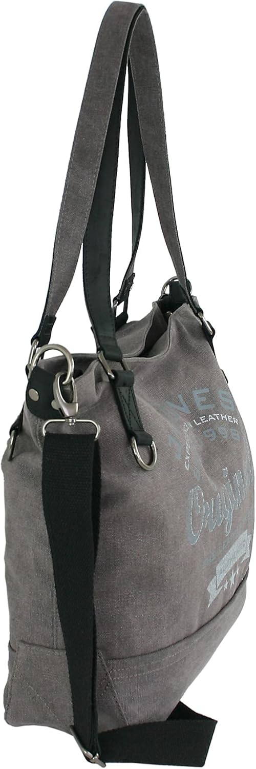 JENNIFER JONES - Grosse Damen Handtasche aus Canvas und Echtleder - Vintage Look - Casual Schulterta