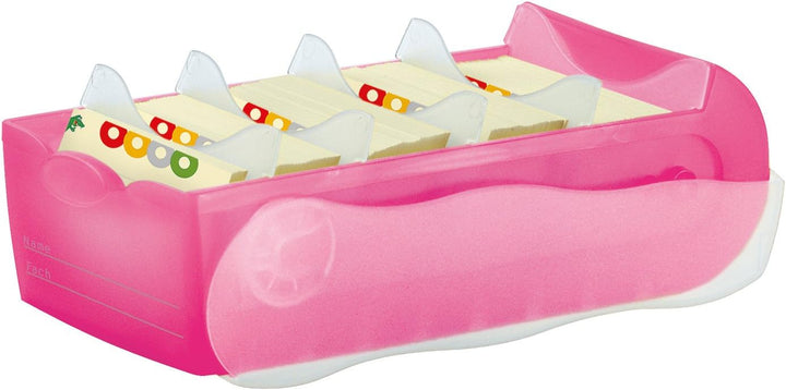 Karteibox CROCO A7, transl.-pink mit 5 Stützen und 100 Karten, 2 Boxen-Sparset