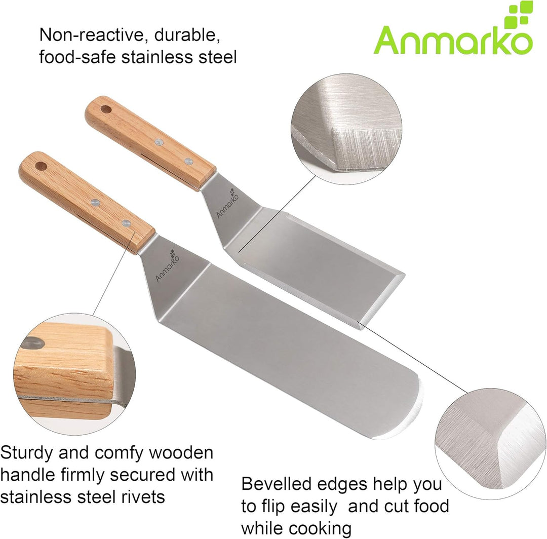 Exklusives Grillwender Set aus hochwertigem Edelstahl - BBQ Grillset in erstklassiger Qualität für H