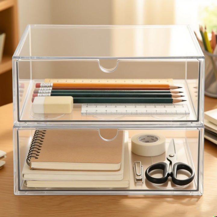 SITAKE 2 Stück Stapelbarer Kosmetik Organizer, Transparent Acryl Make Up Hautpflege Aufbewahrungsbox