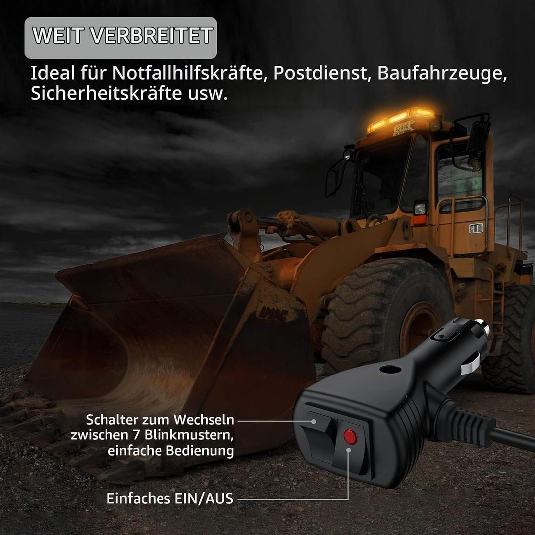 Justecheu 6 COB LED 60W Warnblitzlicht Rundumleuchte Amber Notfall Warnleuchte IP67 E9 12/24V Arbeit