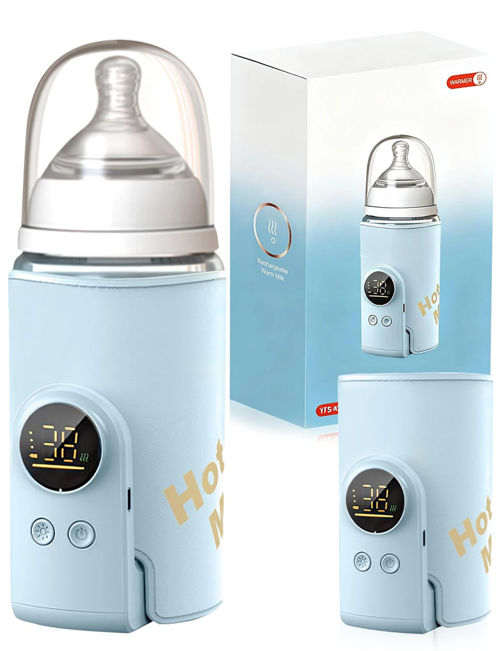 Flaschenwärmer Baby, Babyflaschenwärmer mit 8000mAh Akku, 6 Temperaturstufen 38-50℃, LED-Anzeige &amp; N