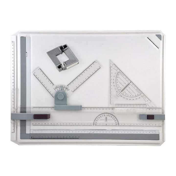 A3 Zeichenbrett 51×37cm – Verstellbarer Zeichenwinkel, Profi-Zeichenplatte mit Schiebelineal, T-Quad