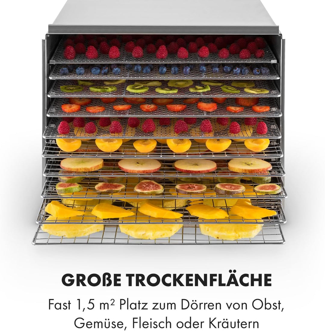 Klarstein Fruit Jerky Pro - Dörrgerät, Dörrautomat, einzeln entnehmbar, einstellbare Temperatur, gro