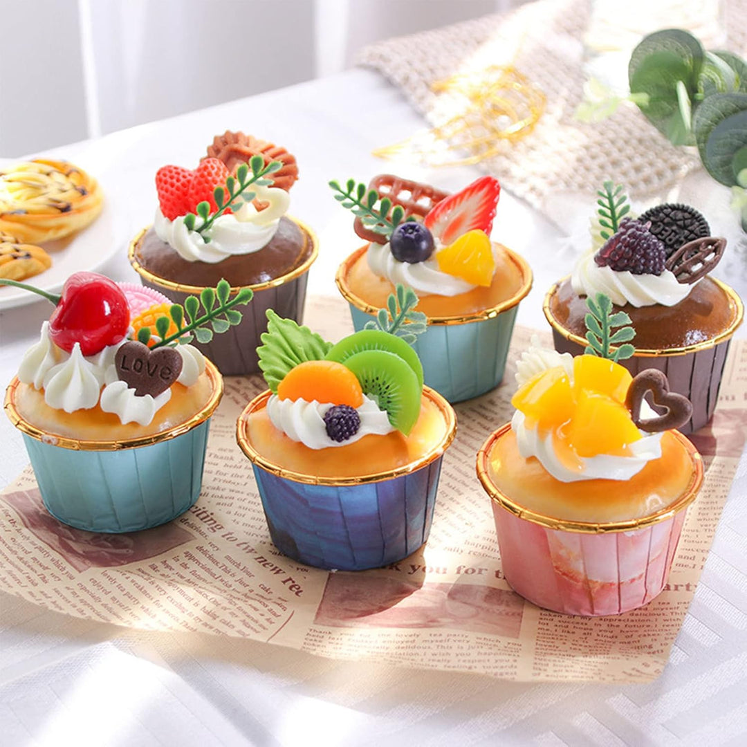 Tyenaza Cupcake-Modell 6 Stück Künstlicher Gefälschter cupcake Realistische Kuchen-Simulations-Model
