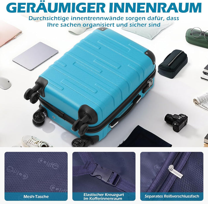 COOLIFE Hartschalen-Koffer Rollkoffer Reisekoffer Vergrösserbares Gepäck (Nur Grosser Koffer Erweite