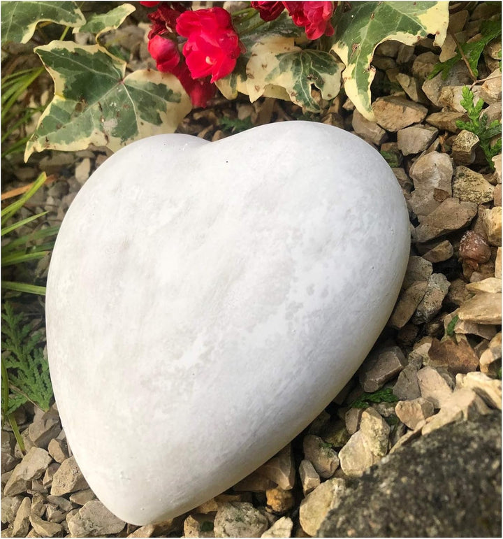 Radami Herz Grabherz Grabschmuck Dekoherz Steinguss 13cm Patina weiss