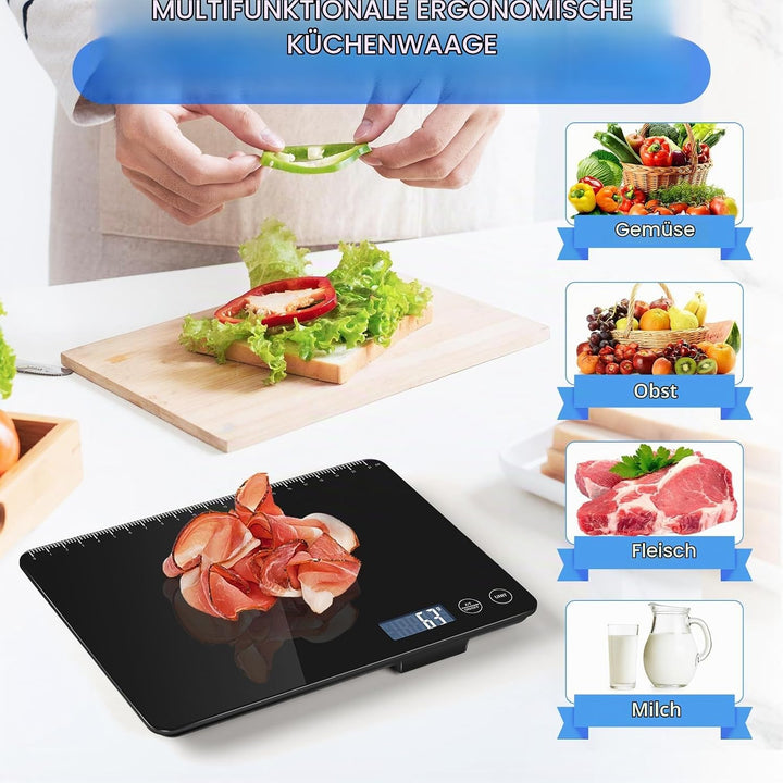 Grosse Digitale Küchenwaage 15kg, Lebensmittelwaage mit 1g Genauigkeit, Anpassbare Auto-Abschaltung